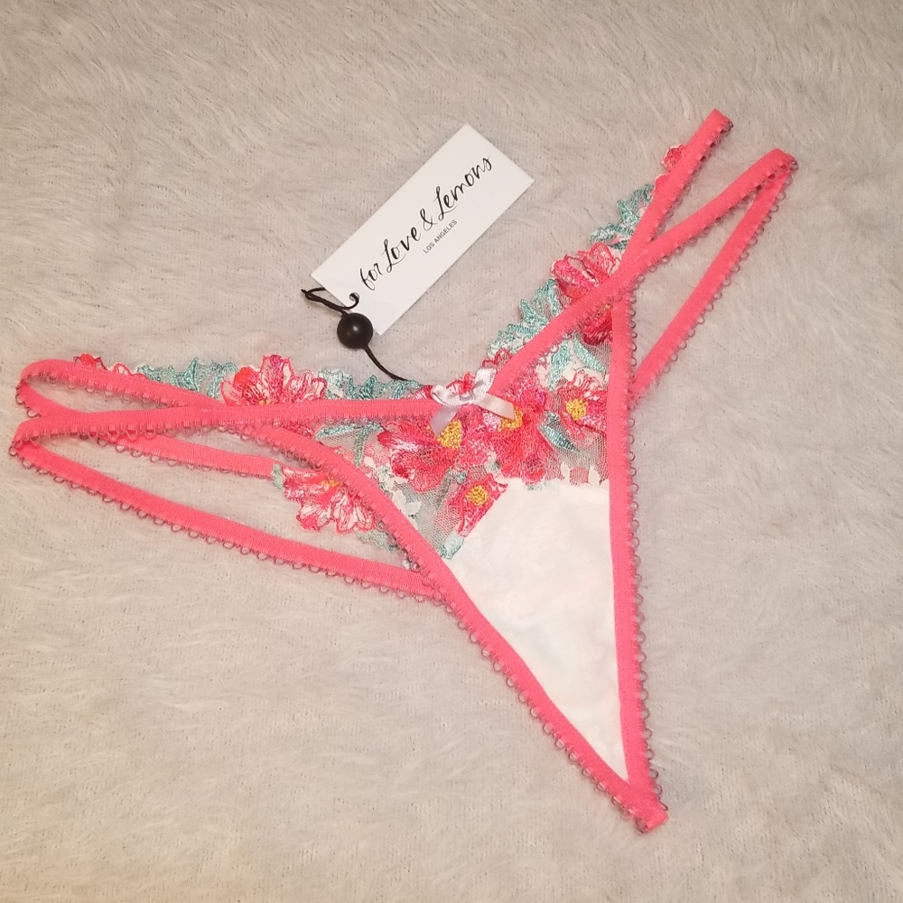 For Love and Lemons Neon Poppy Lace Thong - Picture 6 of 8